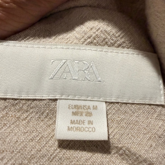 ZARA ZW Collection Textured Bomber Jacket Gold Buttons Ecru 3261/768 - Picture 4 of 5